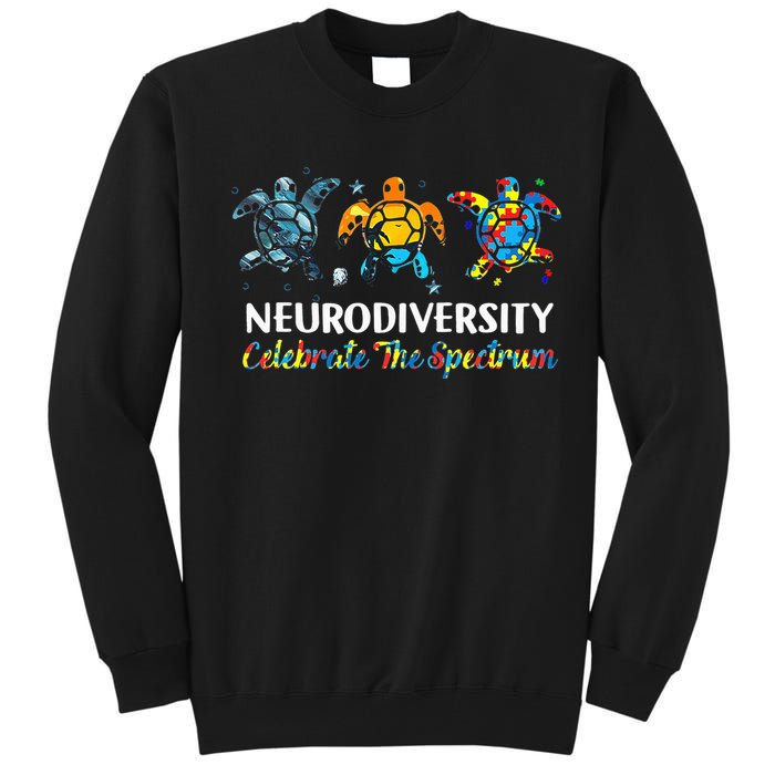 Neurodiversity Celebrate The Spectrum Turtle Planet Autism Tall Sweatshirt