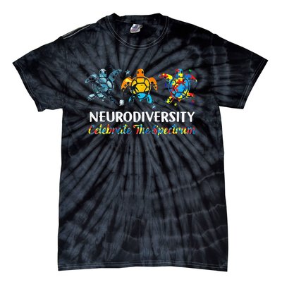 Neurodiversity Celebrate The Spectrum Turtle Planet Autism Tie-Dye T-Shirt