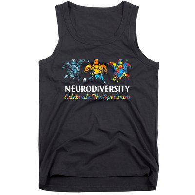 Neurodiversity Celebrate The Spectrum Turtle Planet Autism Tank Top