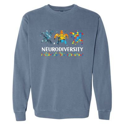 Neurodiversity Celebrate The Spectrum Turtle Planet Autism Garment-Dyed Sweatshirt