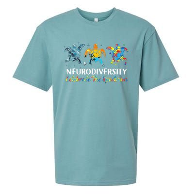 Neurodiversity Celebrate The Spectrum Turtle Planet Autism Sueded Cloud Jersey T-Shirt