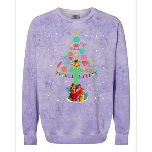 Nurse Christmas Tree Medical Lights Gifts For Woman Colorblast Crewneck Sweatshirt