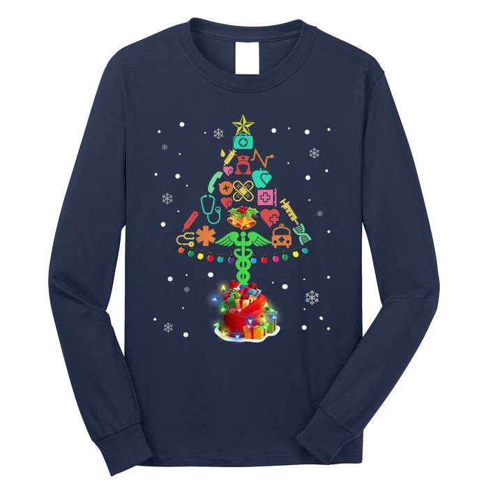 Nurse Christmas Tree Medical Lights Gifts For Woman Long Sleeve Shirt