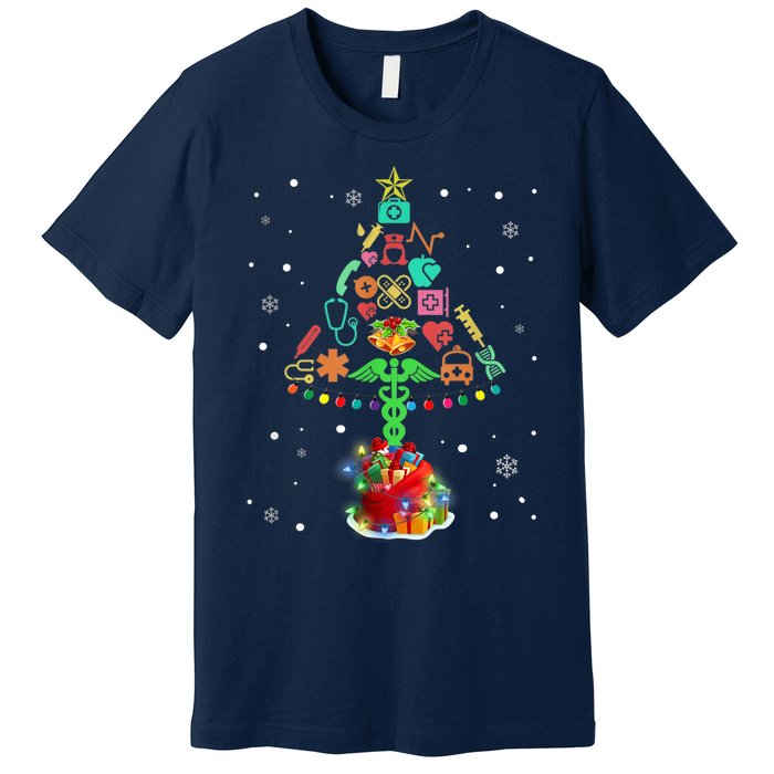 Nurse Christmas Tree Medical Lights Gifts For Woman Premium T-Shirt