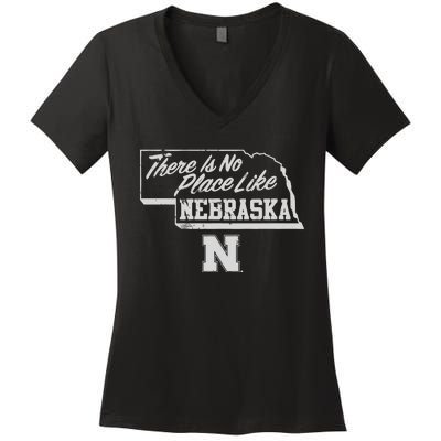 N.E.B.R.A.S.K.A Cornhuskers There Is No Place Like Women's V-Neck T-Shirt