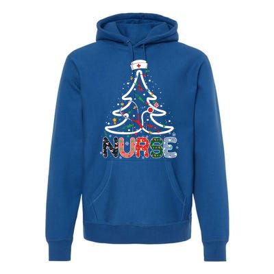 Nurse Christmas Tree Stethoscope Nursing Christmas Pajama Gift Premium Hoodie