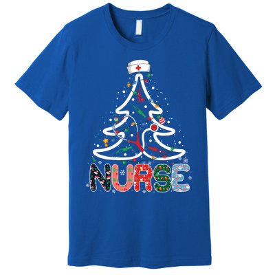 Nurse Christmas Tree Stethoscope Nursing Christmas Pajama Gift Premium T-Shirt