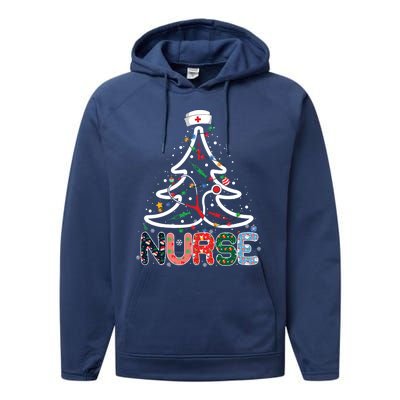 Nurse Christmas Tree Stethoscope Nursing Christmas Pajama Gift Performance Fleece Hoodie