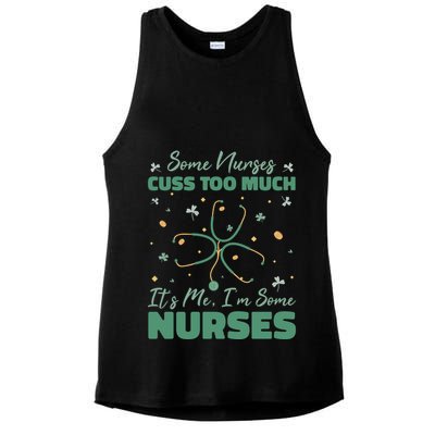 Nurses Cuss Too Much Funny St Patricks Day Ladies PosiCharge Tri-Blend Wicking Tank