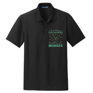 Nurses Cuss Too Much Funny St Patricks Day Dry Zone Grid Polo