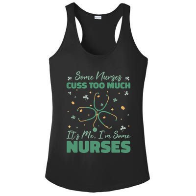 Nurses Cuss Too Much Funny St Patricks Day Ladies PosiCharge Competitor Racerback Tank