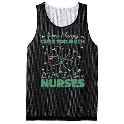 Nurses Cuss Too Much Funny St Patricks Day Mesh Reversible Basketball Jersey Tank