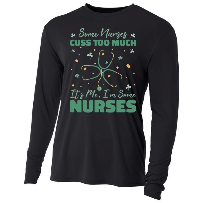 Nurses Cuss Too Much Funny St Patricks Day Cooling Performance Long Sleeve Crew