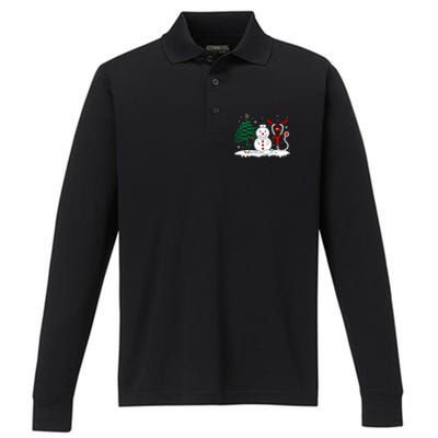 Nurse Christmas Tree Snowman Reindeer Performance Long Sleeve Polo