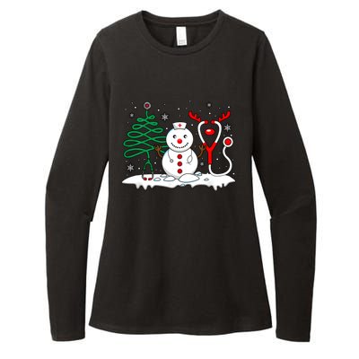 Nurse Christmas Tree Snowman Reindeer Womens CVC Long Sleeve Shirt