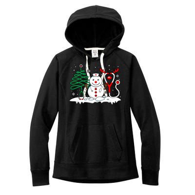 Nurse Christmas Tree Snowman Reindeer Women's Fleece Hoodie