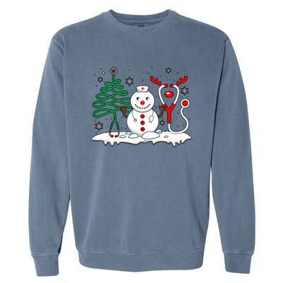 Nurse Christmas Tree Snowman Reindeer Garment-Dyed Sweatshirt