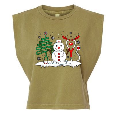 Nurse Christmas Tree Snowman Reindeer Garment-Dyed Women's Muscle Tee