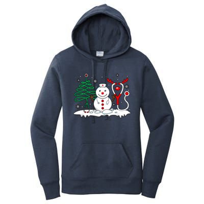 Nurse Christmas Tree Snowman Reindeer Women's Pullover Hoodie