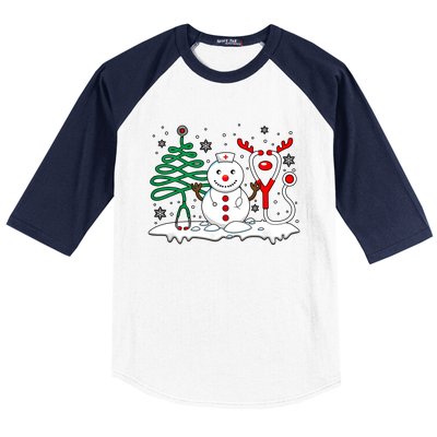 Nurse Christmas Tree Snowman Reindeer Baseball Sleeve Shirt