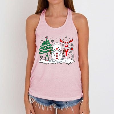 Nurse Christmas Tree Snowman Reindeer Women's Knotted Racerback Tank