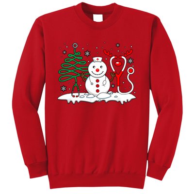 Nurse Christmas Tree Snowman Reindeer Sweatshirt