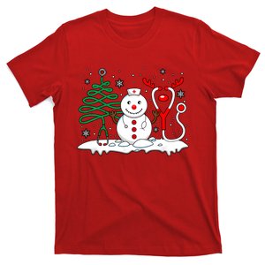 Nurse Christmas Tree Snowman Reindeer T-Shirt