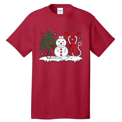 Nurse Christmas Tree Snowman Reindeer Tall T-Shirt