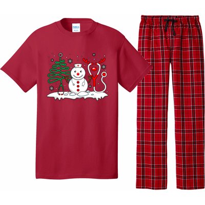 Nurse Christmas Tree Snowman Reindeer Pajama Set