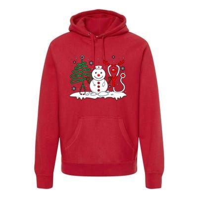 Nurse Christmas Tree Snowman Reindeer Premium Hoodie