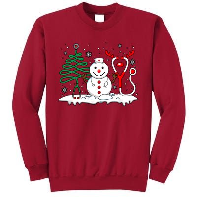 Nurse Christmas Tree Snowman Reindeer Tall Sweatshirt