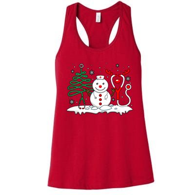 Nurse Christmas Tree Snowman Reindeer Women's Racerback Tank