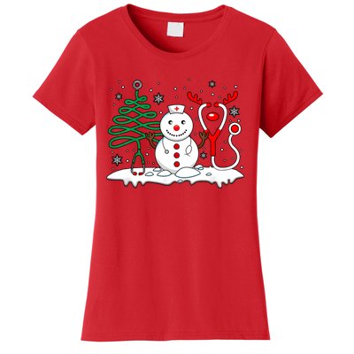 Nurse Christmas Tree Snowman Reindeer Women's T-Shirt