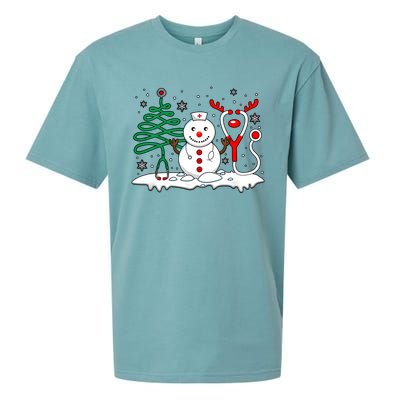 Nurse Christmas Tree Snowman Reindeer Sueded Cloud Jersey T-Shirt