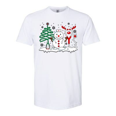 Nurse Christmas Tree Snowman Reindeer Softstyle CVC T-Shirt