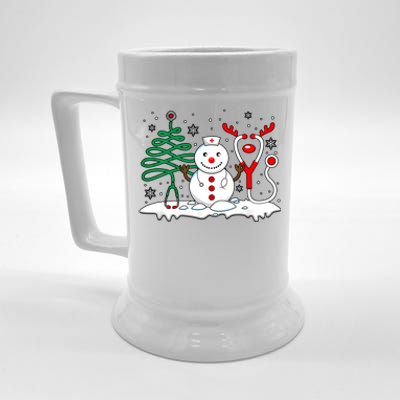 Nurse Christmas Tree Snowman Reindeer Beer Stein