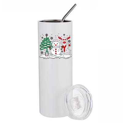 Nurse Christmas Tree Snowman Reindeer Stainless Steel Tumbler