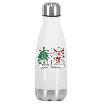 Nurse Christmas Tree Snowman Reindeer Stainless Steel Insulated Water Bottle