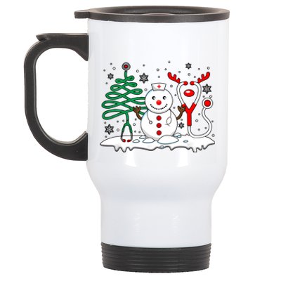 Nurse Christmas Tree Snowman Reindeer Stainless Steel Travel Mug