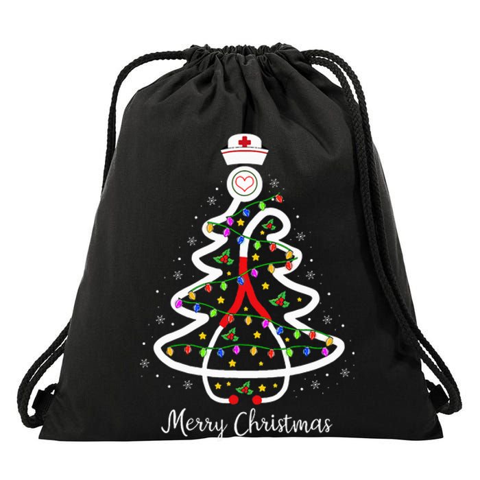 Nurse Christmas Tree Stethoscope Nursing NICU RN LPN Drawstring Bag