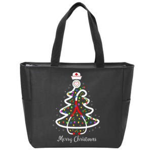 Nurse Christmas Tree Stethoscope Nursing NICU RN LPN Zip Tote Bag