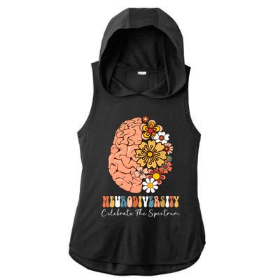 Neurodiversity Celebrate The Spectrum Brain Autism Awareness Ladies PosiCharge Tri-Blend Wicking Draft Hoodie Tank