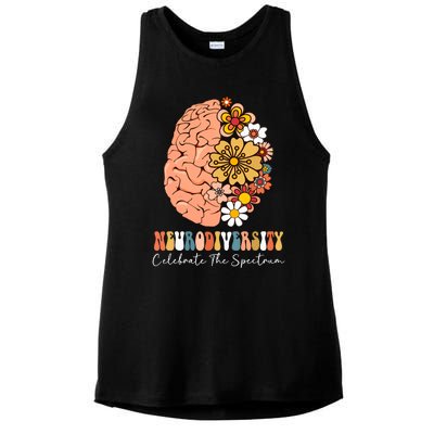 Neurodiversity Celebrate The Spectrum Brain Autism Awareness Ladies PosiCharge Tri-Blend Wicking Tank