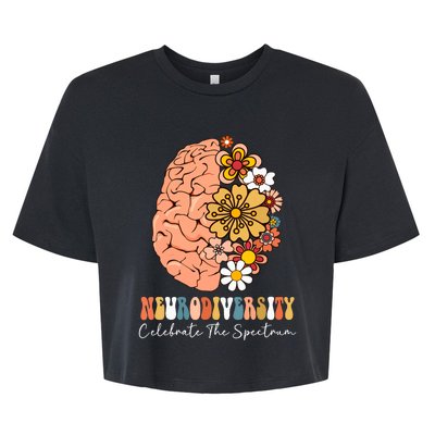 Neurodiversity Celebrate The Spectrum Brain Autism Awareness Bella+Canvas Jersey Crop Tee