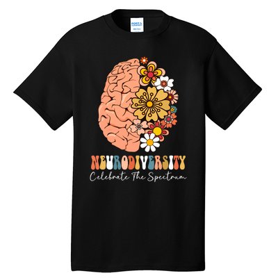 Neurodiversity Celebrate The Spectrum Brain Autism Awareness Tall T-Shirt