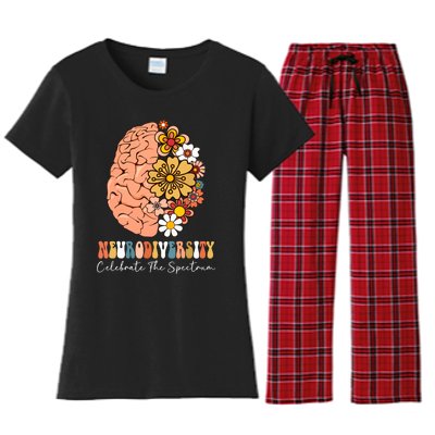 Neurodiversity Celebrate The Spectrum Brain Autism Awareness Women's Flannel Pajama Set