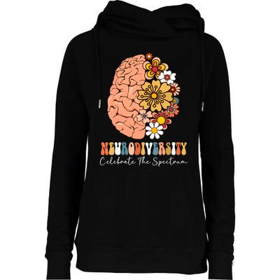 Neurodiversity Celebrate The Spectrum Brain Autism Awareness Womens Funnel Neck Pullover Hood