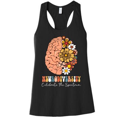 Neurodiversity Celebrate The Spectrum Brain Autism Awareness Women's Racerback Tank