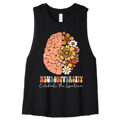 Neurodiversity Celebrate The Spectrum Brain Autism Awareness Women's Racerback Cropped Tank