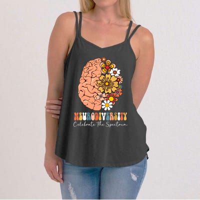 Neurodiversity Celebrate The Spectrum Brain Autism Awareness Women's Strappy Tank